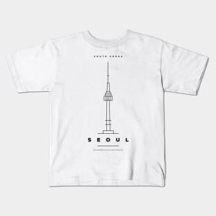 Seoul Minimal Black Line Design Kids T-Shirt